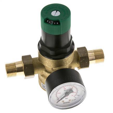Reductor De Presión De Filtro Latón R1/2'' 40 L/Min 1.5-6 Bar/22-87Psi Agua Potable