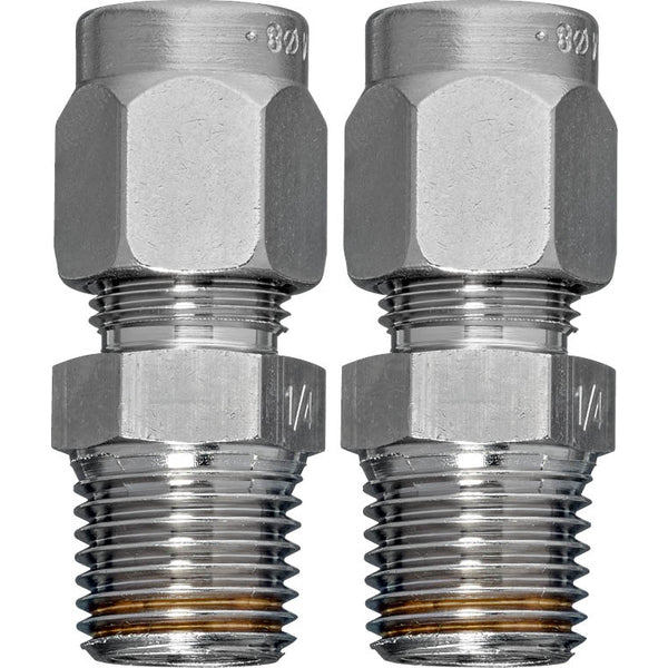 Conector de tubería de latón Tubo de 8 mm a G 1/4'' rosca exterior [2 Piezas]