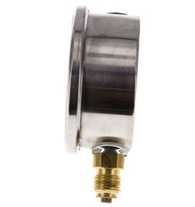 -1..0 Bar (-15..0 psi) Manómetro de glicerina Abajo Acero inoxidable/Latón 63 mm Clase 1.6