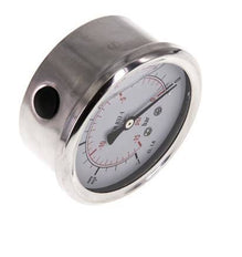 -1..0 Bar (-15..0 psi) Manómetro de glicerina Abajo Acero inoxidable/Latón 63 mm Clase 1.6
