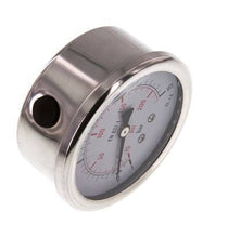 -1..15 Bar (-15..218 psi) Manómetro de glicerina Abajo Acero inoxidable/Latón 63 mm Clase 1.6