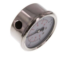 -1..1.5 Bar (-15..22 psi) Manómetro de glicerina por debajo Acero inoxidable/latón 63 mm Clase 1.6