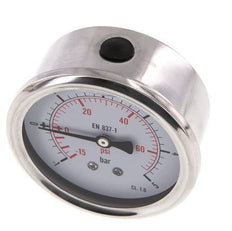 -1..5 Bar (-15..73 psi) Glycerin Pressure Gauge Rear Stainless steel/Brass 63 mm Class 1.6