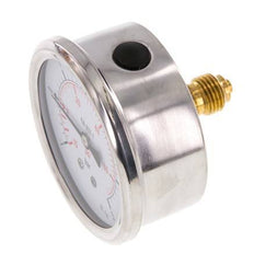 -1..5 Bar (-15..73 psi) Glycerin Pressure Gauge Rear Stainless steel/Brass 63 mm Class 1.6