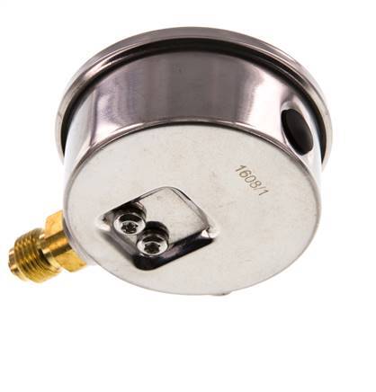 0..10 Bar (0..145 psi) Manómetro de glicerina Abajo Acero inoxidable/Latón 63 mm Clase 1.6