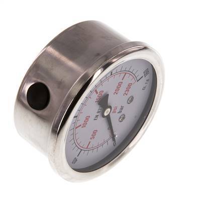 0..160 Bar (0..2321 psi) Manómetro de glicerina Abajo Acero inoxidable/Latón 63 mm Clase 1.6