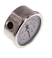 0..160 Bar (0..2321 psi) Manómetro de glicerina Abajo Acero inoxidable/Latón 63 mm Clase 1.6