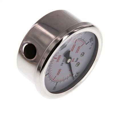 0..250 Bar (0..3626 psi) Manómetro de glicerina Abajo Acero inoxidable/Latón 63 mm Clase 1.6