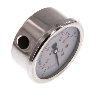 0..25 Bar (0..363 psi) Manómetro de glicerina Abajo Acero inoxidable/Latón 63 mm Clase 1.6