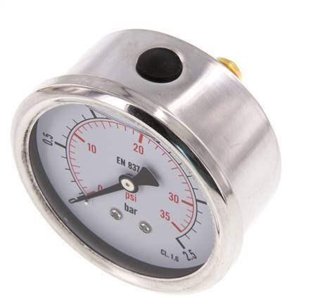 0..2.5 Bar (0..36 psi) Manómetro de glicerina Trasera Acero inoxidable/Latón 63 mm Clase 1.6