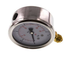 0..2.5 Bar (0..36 psi) Manómetro de glicerina Abajo Acero inoxidable/Latón 63 mm Clase 1.6