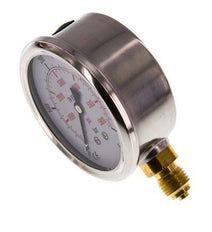 0..400 Bar (0..5802 psi) Manómetro de glicerina Abajo Acero inoxidable/Latón 63 mm Clase 1.6