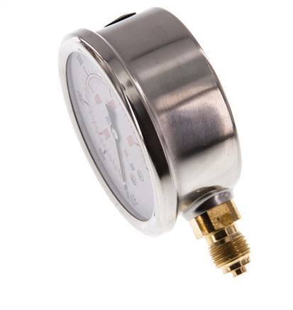 0..600 Bar (0..8702 psi) Manómetro de glicerina Abajo Acero inoxidable/Latón 63 mm Clase 1.6