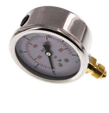 0..60 Bar (0..870 psi) Manómetro de glicerina Abajo Acero inoxidable/Latón 63 mm Clase 1.6
