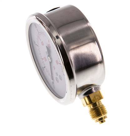 0..60 Bar (0..870 psi) Manómetro de glicerina Abajo Acero inoxidable/Latón 63 mm Clase 1.6