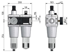 FRL 2 Partes G3/4'' 13500l/min 0.5-16.0bar/7-232psi Semi-Auto Metal Multifix 5