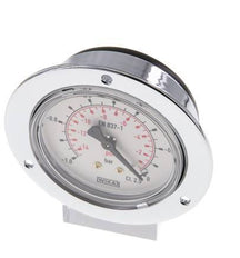-1..0 Bar (-15..0 psi) Panel Mount Pressure Gauge Steel/Brass 63 mm Class 2.5 (Front Panel)