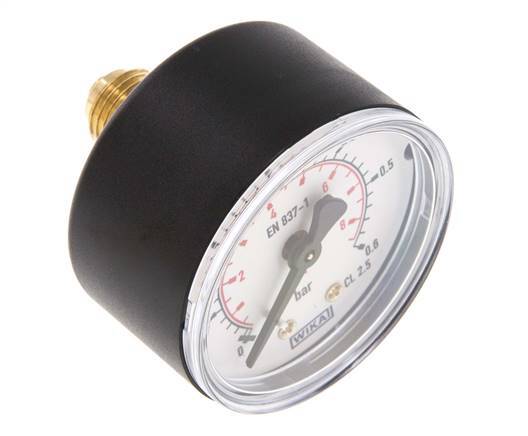Manómetro 0..0.6 Bar (0.9 psi) Plástico trasero / latón 50 mm Clase 2.5