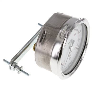0..100 Bar (0..1450 psi) Panel Mount Pressure Gauge Steel/Brass 100 mm Class 1.0 (Bracket)
