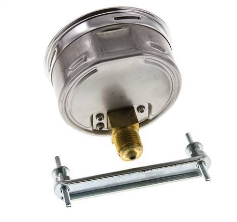 0..100 Bar (0..1450 psi) Panel Mount Pressure Gauge Steel/Brass 100 mm Class 1.0 (Bracket)