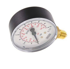 0..10 Bar (0..145 psi) Manómetro por debajo de plástico / latón 63 mm Clase 2.5