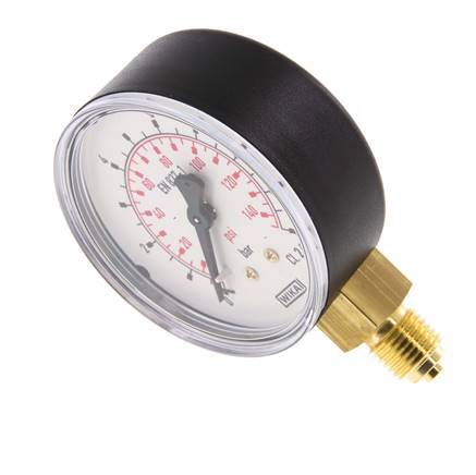0..10 Bar (0..145 psi) Manómetro por debajo de plástico / latón 63 mm Clase 2.5