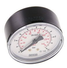 0..10 Bar (0..145 psi) Pressure Gauge Rear Steel/Brass 63 mm Class 1.6