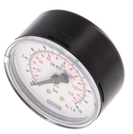 0..10 Bar (0..145 psi) Pressure Gauge Rear Steel/Brass 63 mm Class 1.6