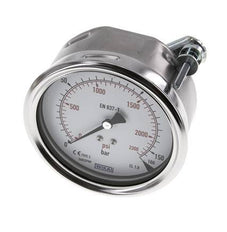 0..160 Bar (0..2321 psi) Panel Mount Pressure Gauge Steel/Brass 100 mm Class 1.0 (Bracket)