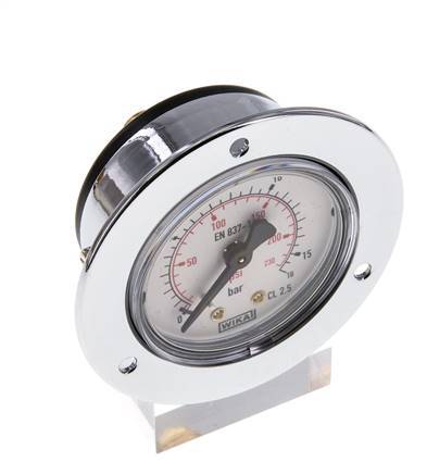 0..16 Bar (0..232 psi) Panel Mount Pressure Gauge Steel/Brass 50 mm Class 2.5 (Front Panel)