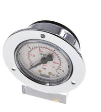0..16 Bar (0..232 psi) Panel Mount Pressure Gauge Steel/Brass 50 mm Class 2.5 (Front Panel)