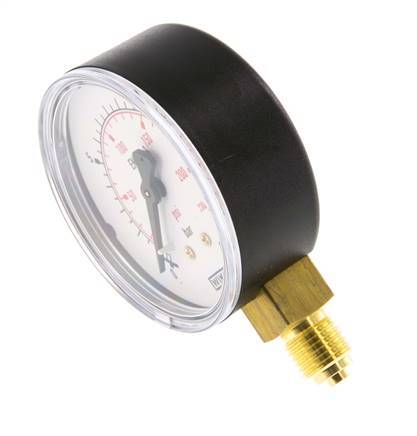Manómetro de presión debajo de plástico / latón 63 mm Clase 2.5