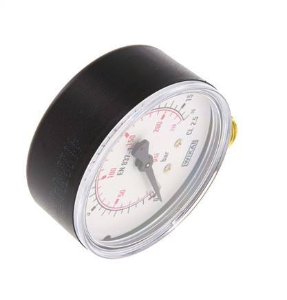 Manómetro de presión debajo de plástico / latón 63 mm Clase 2.5