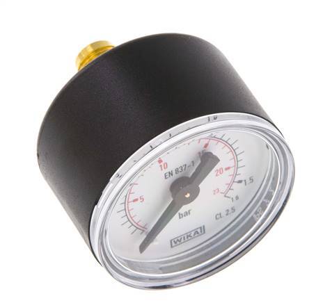 0.1.6 Bar (0..23 psi) Manómetro Plástico trasero / latón 40 mm Clase 2.5