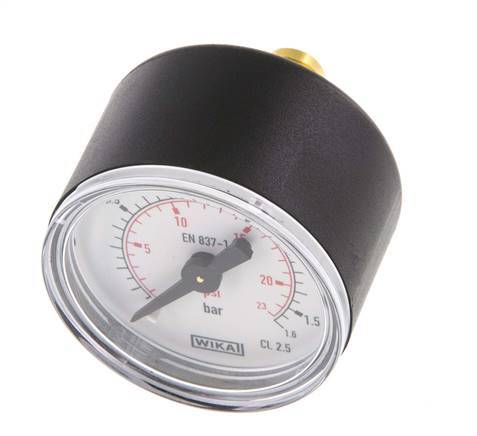 0.1.6 Bar (0..23 psi) Manómetro Plástico trasero / latón 40 mm Clase 2.5