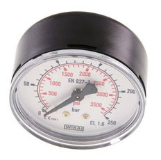 0..250 Bar (0..3626 psi) Pressure Gauge Rear Steel/Brass 63 mm Class 1.6