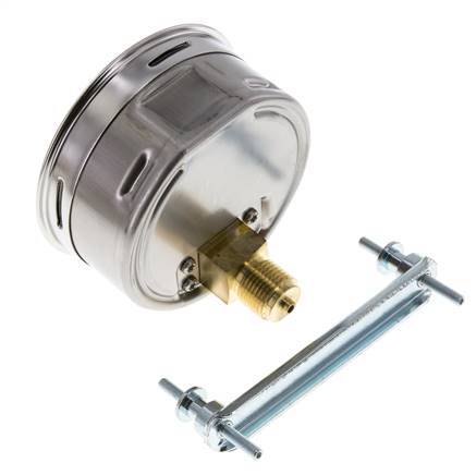0..25 Bar (0..363 psi) Panel Mount Pressure Gauge Steel/Brass 100 mm Class 1.0 (Bracket)
