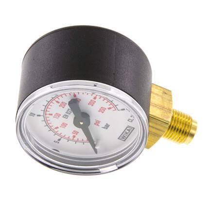 0..25 Bar (0..363 psi) Manómetro por debajo de plástico / latón 40 mm Clase 2.5