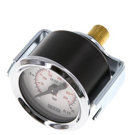 0..25 Bar (0..363 psi) Panel Mount Pressure Gauge Steel/Brass 40 mm Class 2.5 (Bracket)