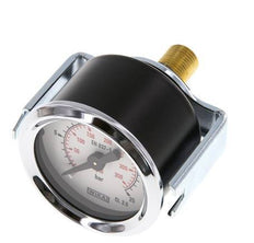 0..25 Bar (0..363 psi) Panel Mount Pressure Gauge Steel/Brass 40 mm Class 2.5 (Bracket)