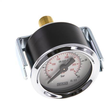 0..25 Bar (0..363 psi) Panel Mount Pressure Gauge Steel/Brass 40 mm Class 2.5 (Bracket)