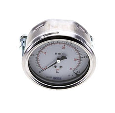 0..2.5 Bar (0..36 psi) Panel Mount Pressure Gauge Steel/Brass 100 mm Class 1.0 (Bracket)