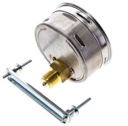 0..2.5 Bar (0..36 psi) Panel Mount Pressure Gauge Steel/Brass 100 mm Class 1.0 (Bracket)