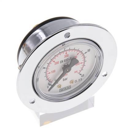 0..40 Bar (0..580 psi) Panel Mount Pressure Gauge Steel/Brass 50 mm Class 2.5 (Front Panel)
