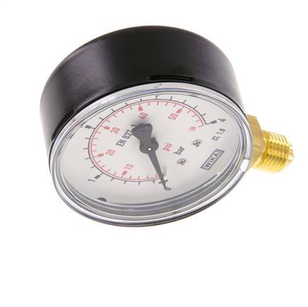 Manómetro de presión por debajo de acero / latón 63 mm Clase 1.6