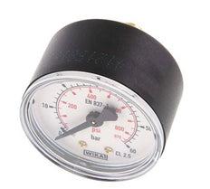 0..60 Bar (0..870 psi) Manómetro Plástico trasero / latón 50 mm Clase 2.5