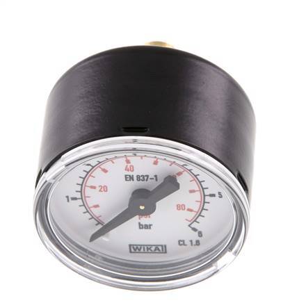 0.6 Bar (0..87 psi) Manómetro Acero trasero / latón 40 mm Clase 1.6