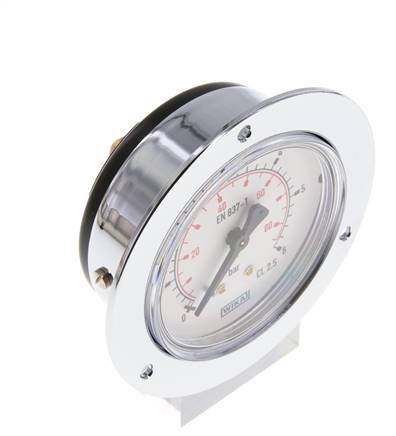 0..6 Bar (0..87 psi) Panel Mount Pressure Gauge Steel/Brass 63 mm Class 2.5 (Front Panel)
