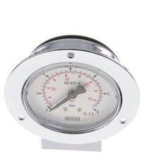 0..6 Bar (0..87 psi) Panel Mount Pressure Gauge Steel/Brass 63 mm Class 2.5 (Front Panel)