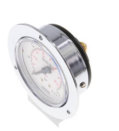 0..6 Bar (0..87 psi) Panel Mount Pressure Gauge Steel/Brass 63 mm Class 2.5 (Front Panel)